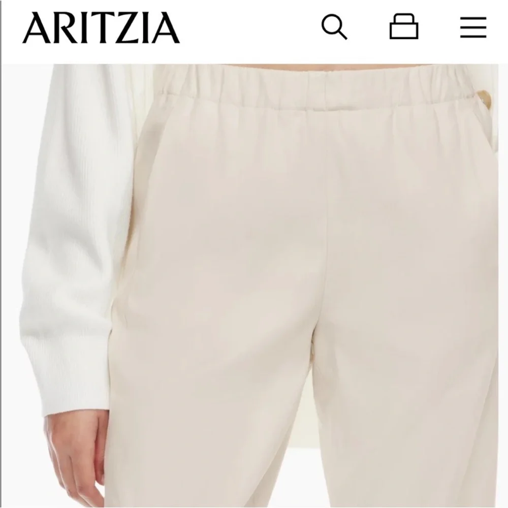 Aritzia Babaton Dexter Pants Linen Blend Light Beige Cream Pull On Joggers XS